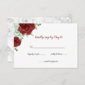 Blütenhochzeit in Bordeaux RSVP Karte (Vorne/Hinten)