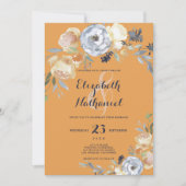 Blütenhochzeit in botanischem Grau Einladung (Vorderseite)