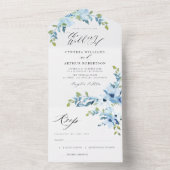 Blütenhochzeit in hellblau all in one einladung (Innen Boden)