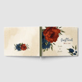 Blütenhochzeit in Orange und Marineblau Gästebuch (Voll)
