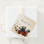 Blütenhochzeit in Orange und Marineblau Geschenkanhänger (Beispiel)