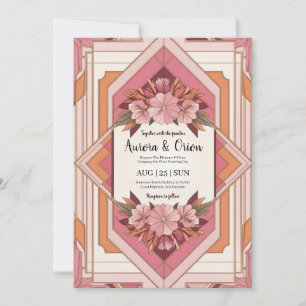 Blütenhochzeit in pink und orange einladung