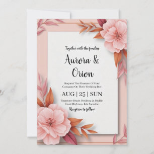 Blütenhochzeit in pink und orange einladung