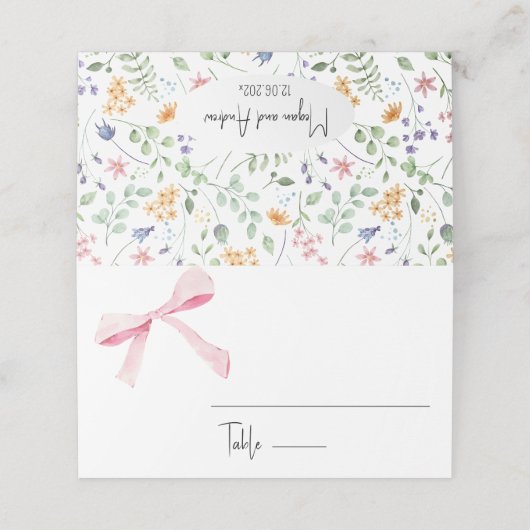 Blütenhochzeit in Ribbon-Platzkarte Platzkarte (Außenseite Aufgefaltet)