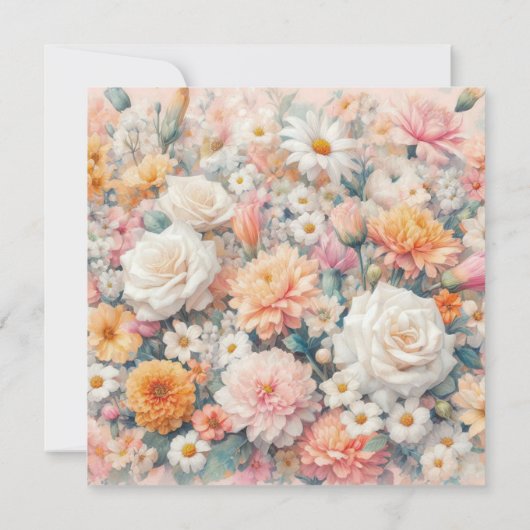 Blütenhochzeit in Rosa Einladung (Rückseite)