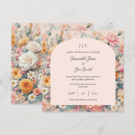 Blütenhochzeit in Rosa Einladung