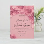Blütenhochzeit in Rosa Einladung (Stehend Vorderseite)