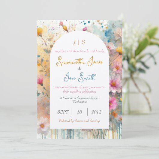 Blütenhochzeit in Rosa Einladung (Stehend Vorderseite)