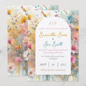 Blütenhochzeit in Rosa Einladung (Vorne/Hinten)