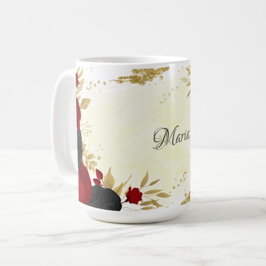 Blütenhochzeit in Rot und Gold Kaffeetasse (Vorderseite Links)