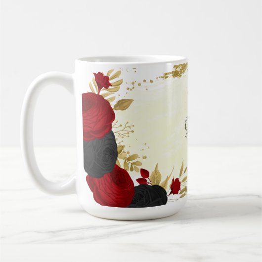 Blütenhochzeit in Rot und Gold Kaffeetasse (Links)
