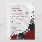 Blütenhochzeit in Rot und Schwarz Einladung (Vorderseite)