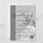 Blütenhochzeit in Schwarz/Weiß Einladung (Vorderseite)