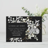 Blütenhochzeit in Silbergold Einladung (Stehend Vorderseite)