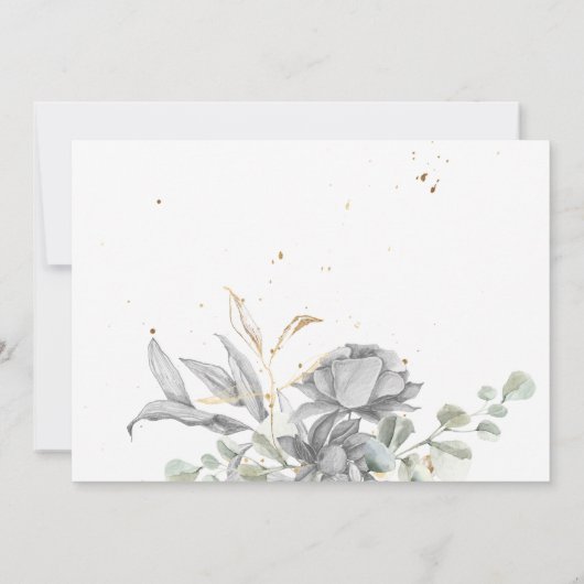 Blütenhochzeit in Silbergold Einladung (Rückseite)