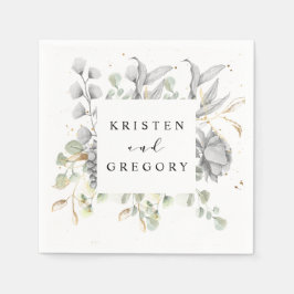 Blütenhochzeit in Silbergold Serviette
