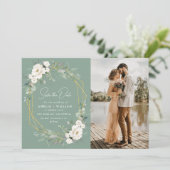 Blütenhochzeit in Weiß und Gold Retten Sie das Dat Save The Date (Stehend Vorderseite)