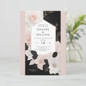 Blütenhochzeit mit Chanel-inspiriert Rosa Einladung (Stehend Vorderseite)