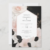 Blütenhochzeit mit Chanel-inspiriert Rosa Einladung (Vorderseite)