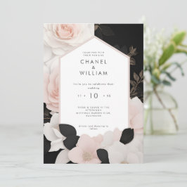 Blütenhochzeit mit Chanel-inspiriert Rosa Einladung