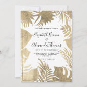 Blütenhochzeit mit weißem Blattgold Einladung (Vorderseite)