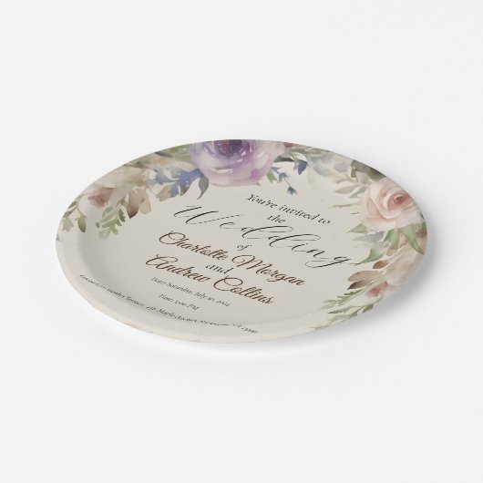 Blütenhochzeit Pappteller (Schrägansicht)