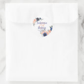 Blütenhochzeit Pfirsich und Blau Runder Aufkleber (Tasche)