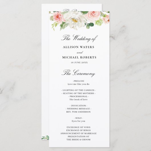 Blütenhochzeit Programm (Vorne/Hinten)