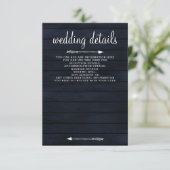 Blütenholz aus Navy Blush rustikale Hochzeit Begleitkarte (Stehend Vorderseite)