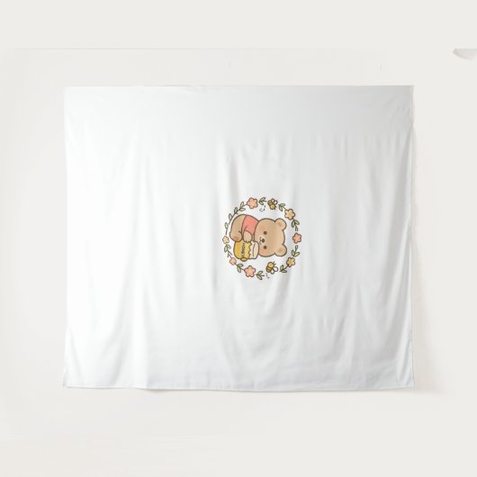 Blütenhonigbär | Pastell-Wasserfarben-Body Wandteppich (Vorderseite (Horizontal))