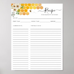 Blütenhonigwaben Hummel Biene Küche Rezept Poster