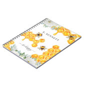Blütenhonigwaben-Hummel | Monogramm-Journal Notizblock (Linke Seite)