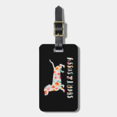 Blütenhund aus kurzer Dackel Gepäckanhänger (Vorderseite vertikal)