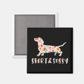 Blütenhund aus kurzer Dackel Magnet (Vorderseite/Rückseite)