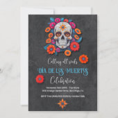 Blütenkalavera Dia de los Muertos Einladung (Vorderseite)