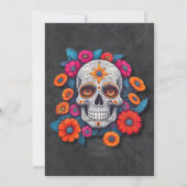 Blütenkalavera Dia de los Muertos Einladung (Rückseite)
