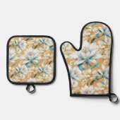 Blütenkalk Ofenhandschuh & Topflappen-Set (Vorderseite)