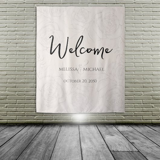 Blütenkalligraphie Ampere und Grünpflanzen Wandteppich