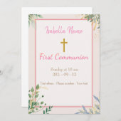 Blütenkarte Goldenes Kreuz Einladung (Vorne/Hinten)