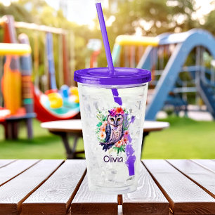 Blütenkauz personalisiert acryltrinkbecher