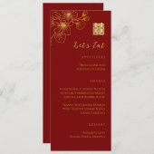 Blütenkirschblüte Chinesische Hochzeit rot Menükarte (Vorne/Hinten)