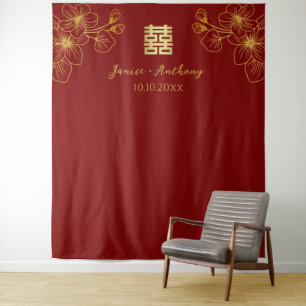 Blütenkirschblüte Chinesische Hochzeitsszenarien Wandteppich