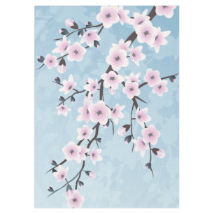Blütenkirsche Blüten Dusky Pink Pale Blau Tischdecke