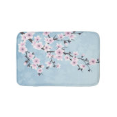 Blütenkirsche Blüten Dusty Pink Sky Blau Badematte (Vorderseite)