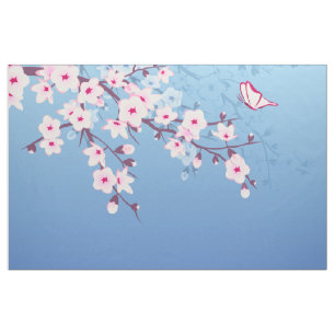 Blütenkirsche Blüten Rosa Blau Stoff