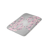 Blütenkirsche Blüten Rosa Grau Badematte (Schrägansicht)