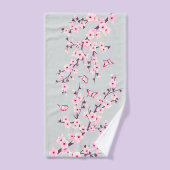 Blütenkirsche Blüten Rosa Grau Badhandtuch Set (Handtuch)