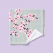 Blütenkirsche Blüten Rosa Grau Badhandtuch Set (Waschlappen)