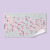 Blütenkirsche Blüten Rosa Grau Badhandtuch Set (Handtuch)