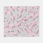Blütenkirsche Blüten Rosa Grau Fleecedecke (Vorderseite (Horizontal))